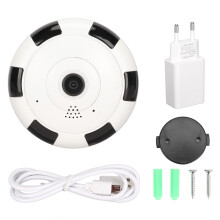Panorama-IP-kamera Trådlös WiFi Tvåvägsljud Nattseende Plug Play Kompakt design Rörelsedetektering Nätverkskamera Stöder TF-kort Loopinspelning