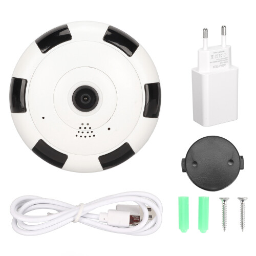 Panoramic IP Camera Wireless WiFi Two Way Audio Night Vision Plug Play Compact Design Motion Detection Network Camera Support TF Card Loop Recording