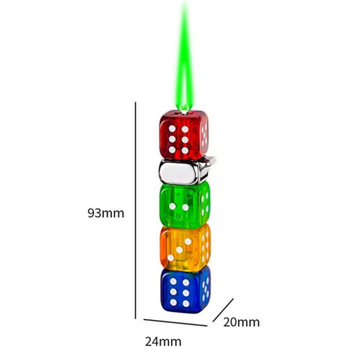 LED-lysende terninglighter vindtæt, genopfyldelig, grøn 9,3 cm 2