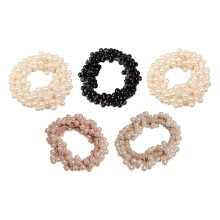 Hair Accessories With Elastic Scrunchies Beaded Ropes Stretchy Bands Exquisite Pattern Sturdy Material Pearl Hair Ties Light Elegant Boho Style Soft
