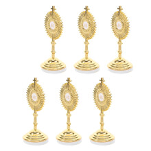 6pcs Crucifix Cross Sculpture Metal Standing Crucifix for Home Decoration Spiritual Anchor for Christians