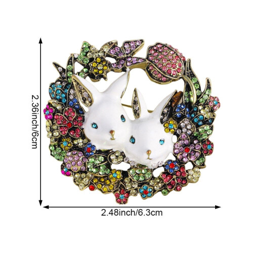 Broche vintage lapin en strass (1 pièce) 1