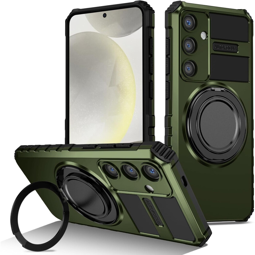 Military Phone Case For Galaxy S23 Plus Â 360 Rotatable Magnetic Kickstand, Heavy-Duty Drop & Shock Protection, Compatible With Samsung Green 9181073442513