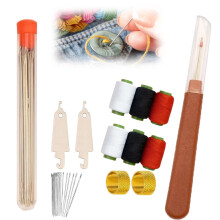 37PCS Big Eye Steel Needles Set,Easy-Thread Sewing Kit,Long & Thin Handmade Quilting & Sewing Needle Kit for DIY Threaded Projects