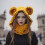 Bear Ear Knit Scarf Hat with Thermal Face Cover 4