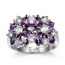 Fashion Women 925 Sterling Silver Sapphire White Topaz Gemstones Rings