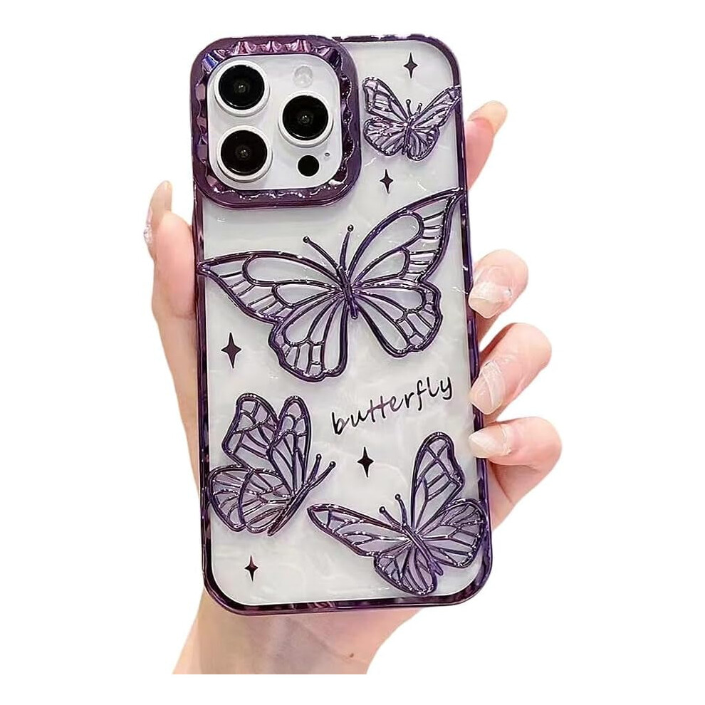 Iphone Case Clear Shockproof Butterfly Electroplated Purple 9336866068290