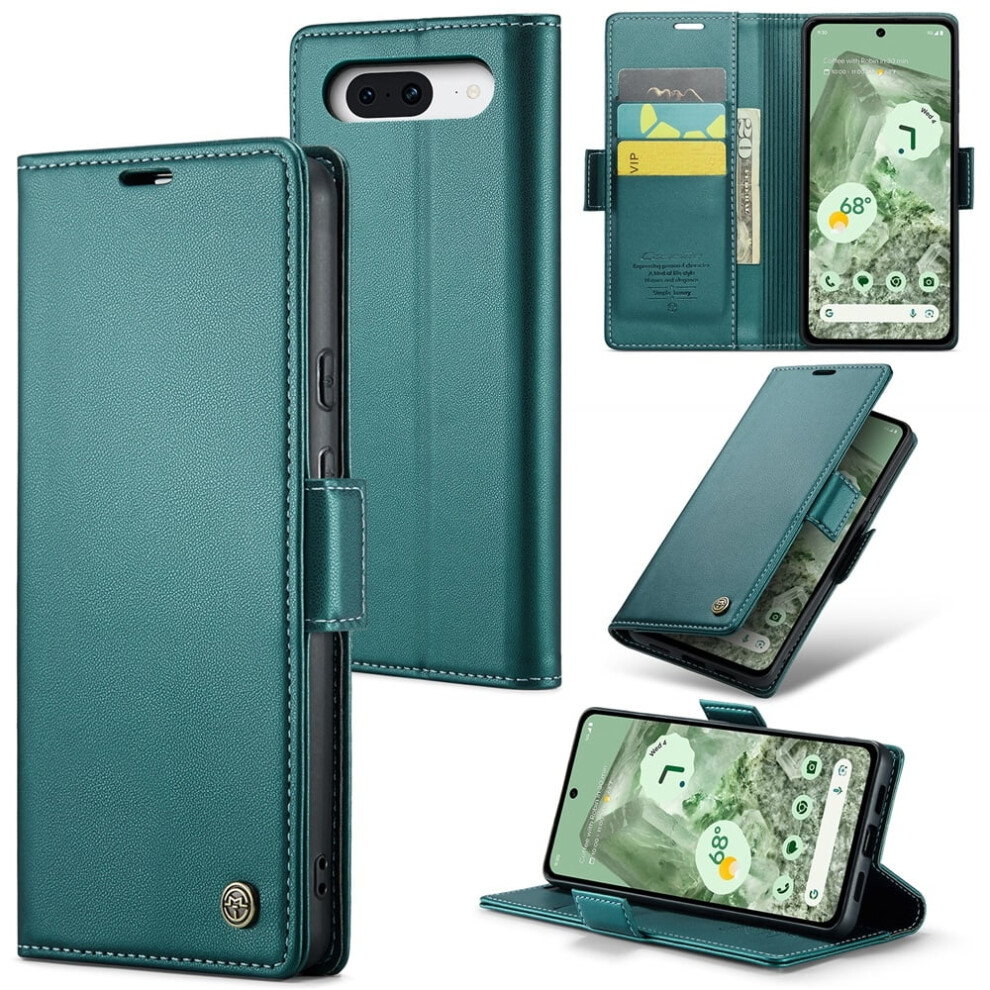 Caseme Leather Wallet Case For Google Pixel 8A Â Rfid Blocking, Magnetic Clasp, Kickstand, Â Compatible With Google Pixel 8A Green 9418476689321