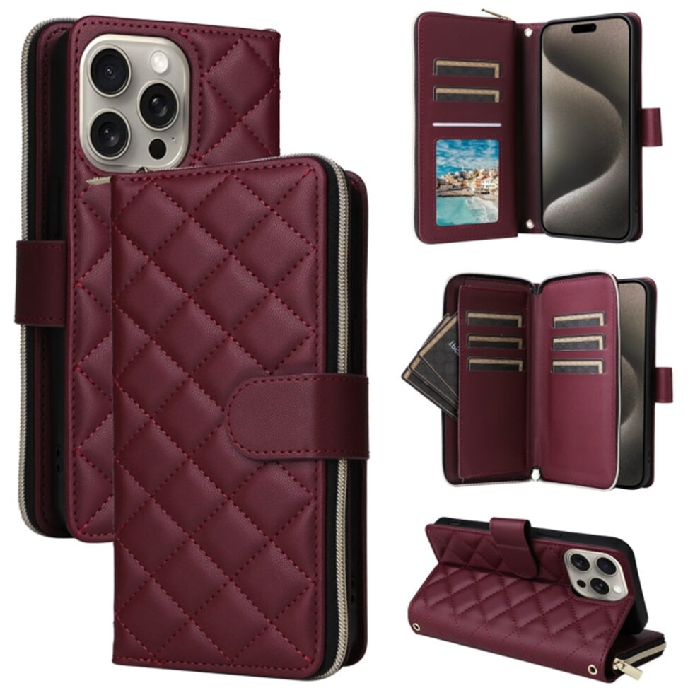 Magnetic Flip Wallet Case For Iphone 16 Pro Max Wine Red 9130661404808