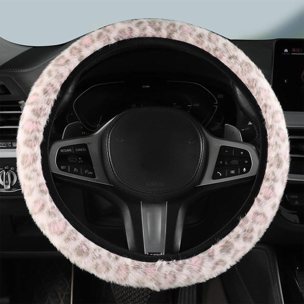 Polyester Leopard Print Steering Wheel Cover Â Elastic Fit, 13.3-15.3", Winter Warmth & Grip Â Compatible With Most Cars 9181073440182