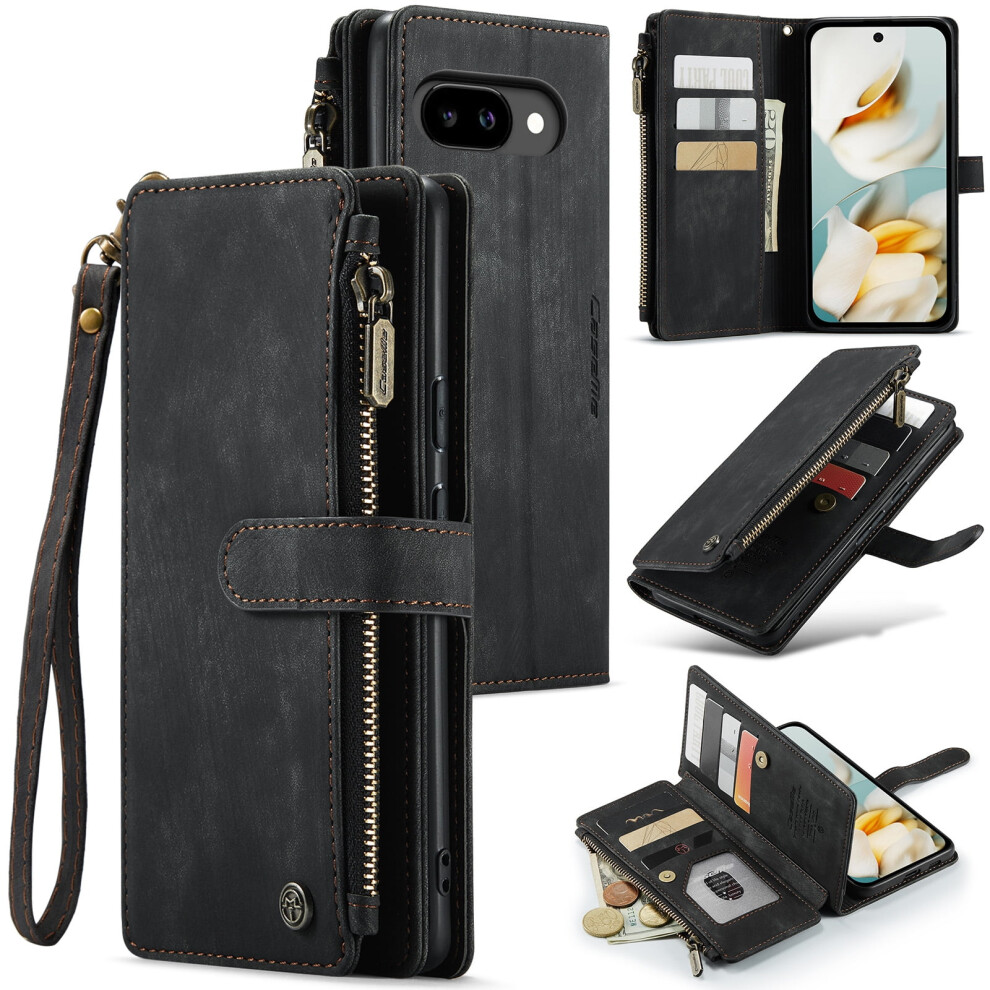 Caseme Wallet Case For Google Pixel 9A Â Pu Leather Magnetic Flip, Lanyard & Zipper Card Holder, Compatible With Pixel 9A 6.3" 9418476690679