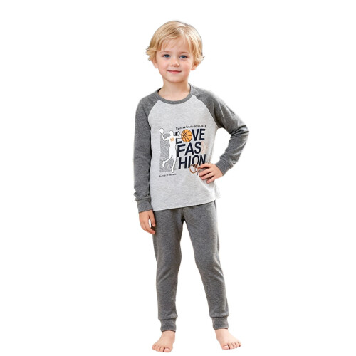 Boys Thermal Pajamas Long Sleeve Two-Piece Set with 2