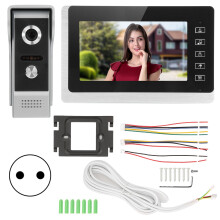 Campainha com destravamento elétrico, monitor LCD de 7 polegadas, câmera de visão noturna infravermelha, sistema de interfone com vídeo e fio,