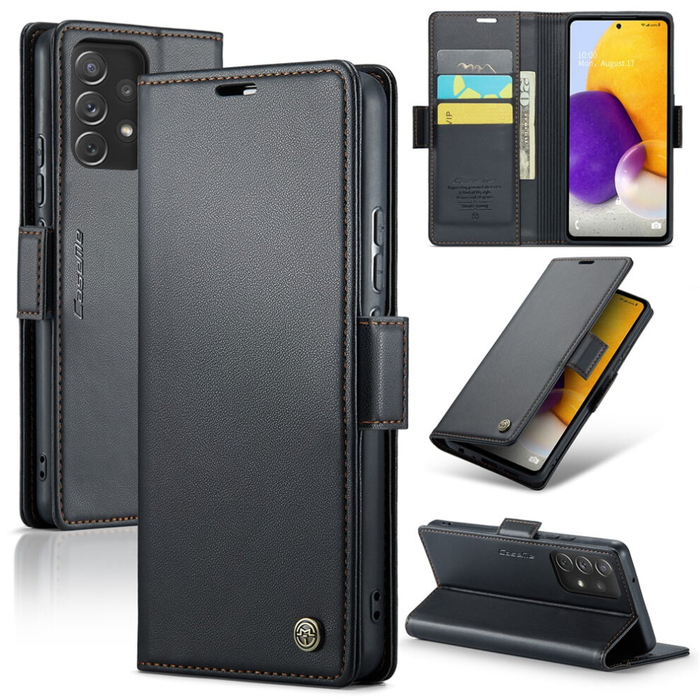 Caseme Leather Wallet Case For Compatible With Samsung Galaxy A72 Â Rfid Blocking, Magnetic Clasp, Kickstand, Black 9558633038309