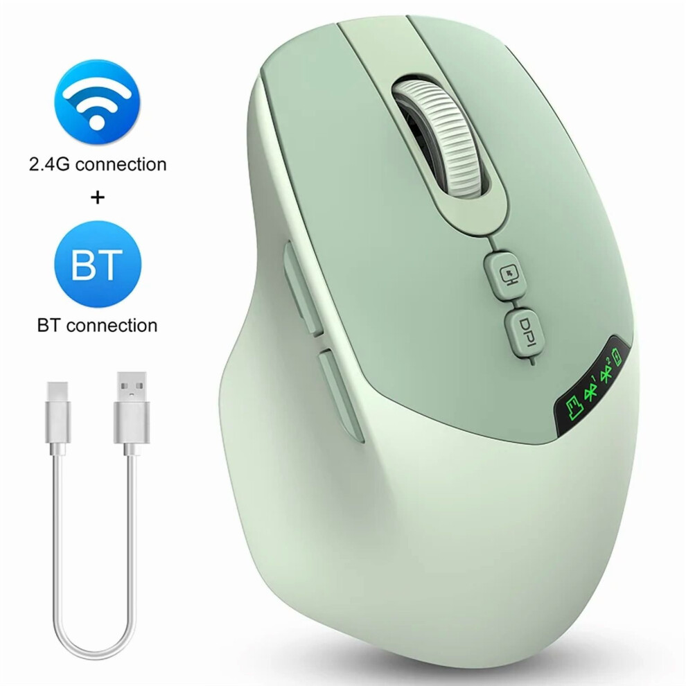 T02 Display Screen Mute Wireless Mouse,Bluetooth Dual-Mode,Noiseless Click,Wndows/Mac/Ios/Android 9558633036817