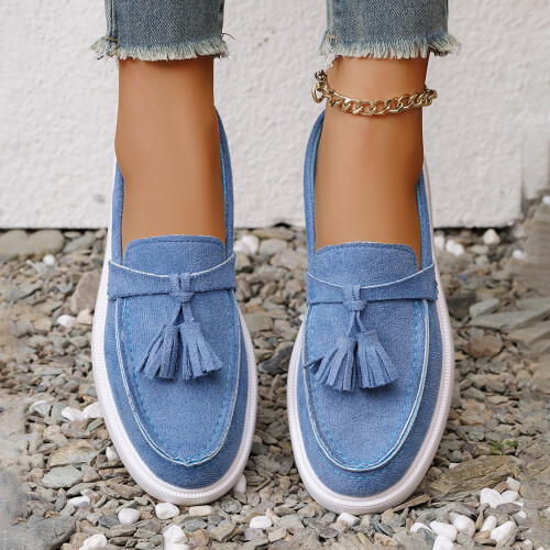 Γυναικεία Slip-On Loafers με Λεπτομέρειες με Φούντες, Αναπνέοντα, Ελαφριά και Casual