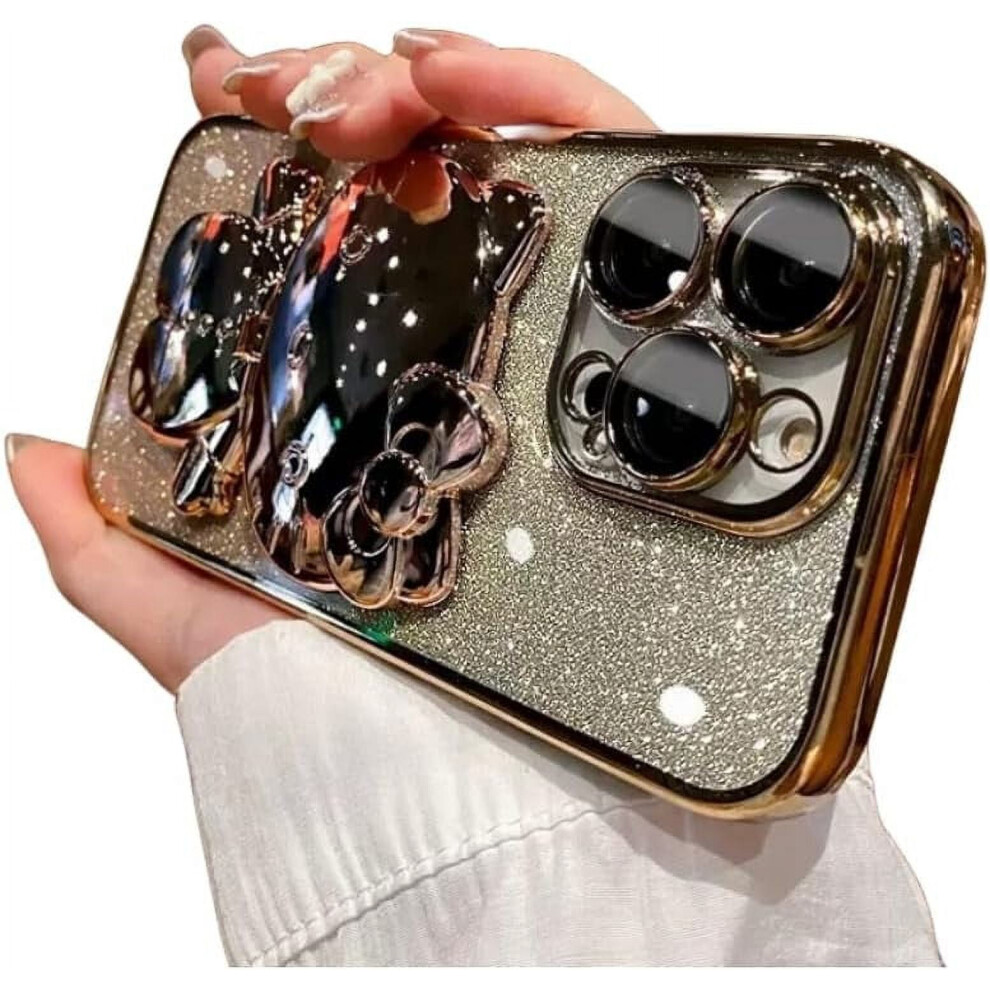Gradient Glitter Cat Stand Phone Case For Iphone 15Â7 Gold 968604529016