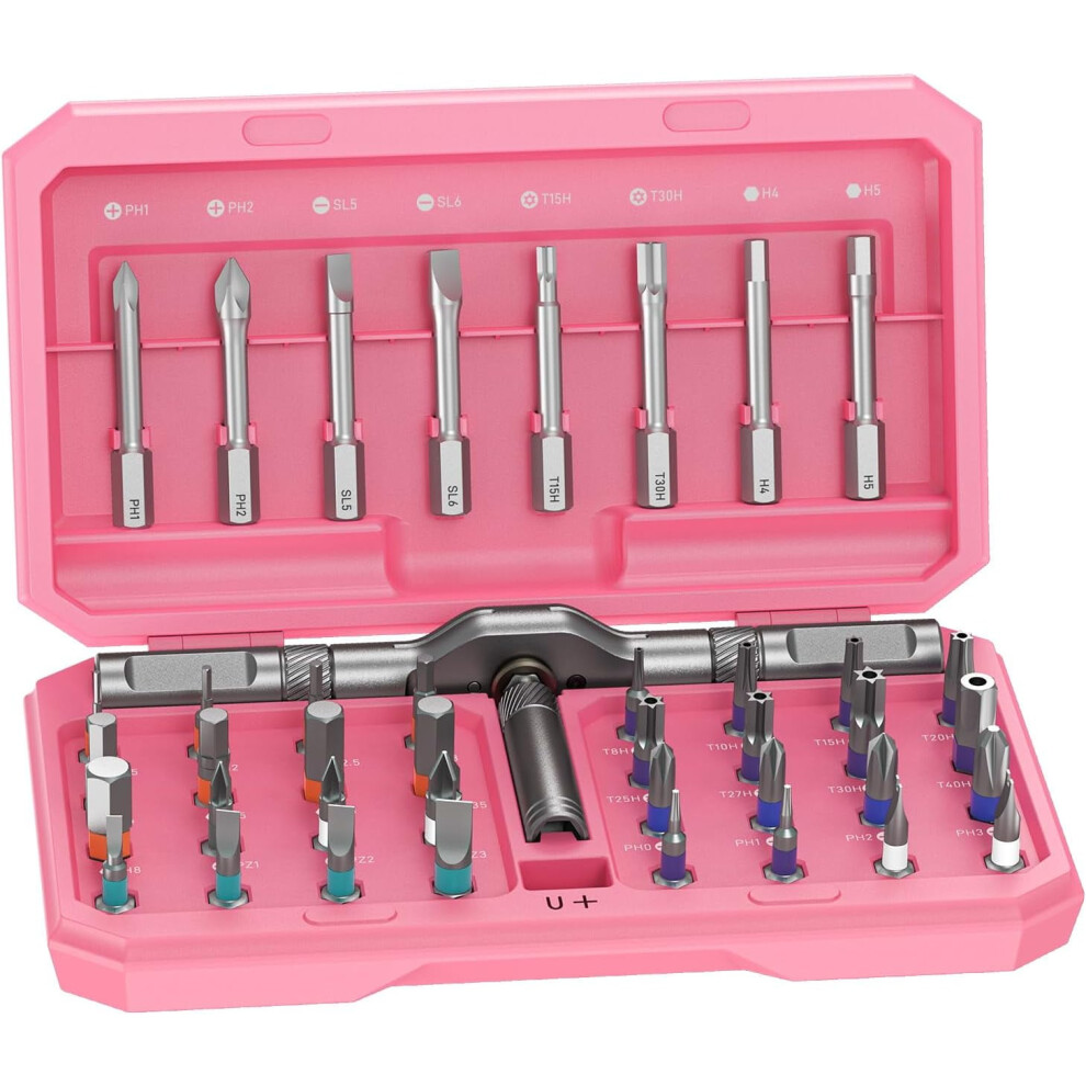 42-In-1 Magnetic Screwdriver Kit With Precision Bits Â Compatible With Pc, Camera, Smartphone, Furniture, Bike Â Pink 9193271827399
