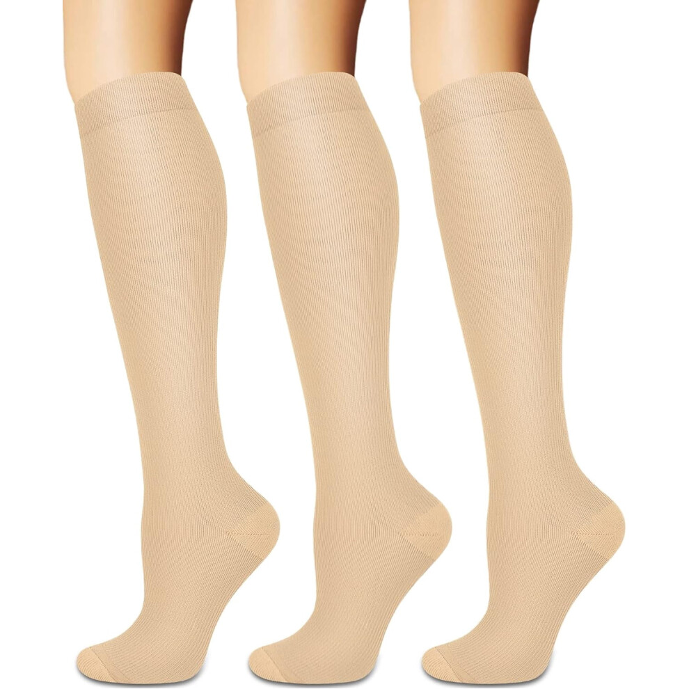 3Pairs Compression Socks for Women & Men Circulation 15-20 mmHg is Best Support for Athletic Running Cycling