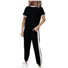 Completi da donna 2 pezzi 2025, tuta estiva, top a maniche corte, pantaloni lunghi da viaggio, set da jogging e relax.