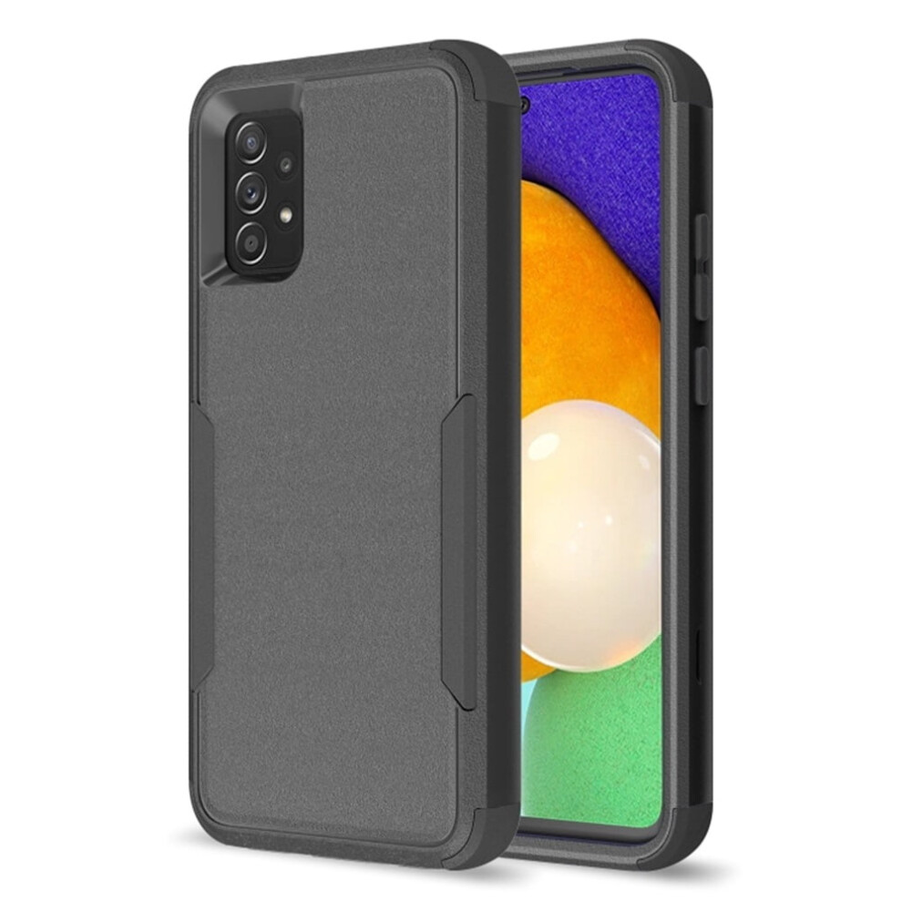 Heavy Duty 3-Layer Shockproof Bumper Case For Samsung Galaxy A52 4G/5G 6.5", Dropproof & Full Rubber Armor, Black 9558633040777