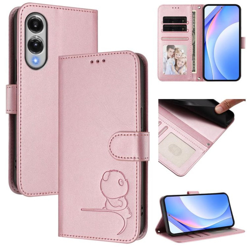 Litter Panda Embossed Leather Case For Samsung Galaxy S25 Edge 5G Â Rfid Wallet, Magnetic Clasp, Flip Stand & Lanyard Pink 9558633040395