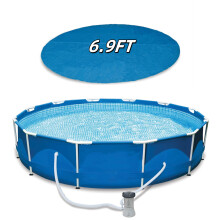 Round Inflatable Pool Cover, Dustproof & Waterproof, Ventilation Holes + Drawstring, 6.9FT, Compatible with Round Above Ground Pools