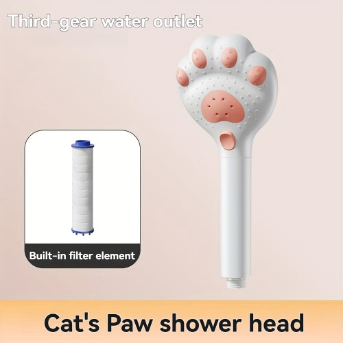 Handheld Shower Head Cat Paw Design 3-Speed Adjustable