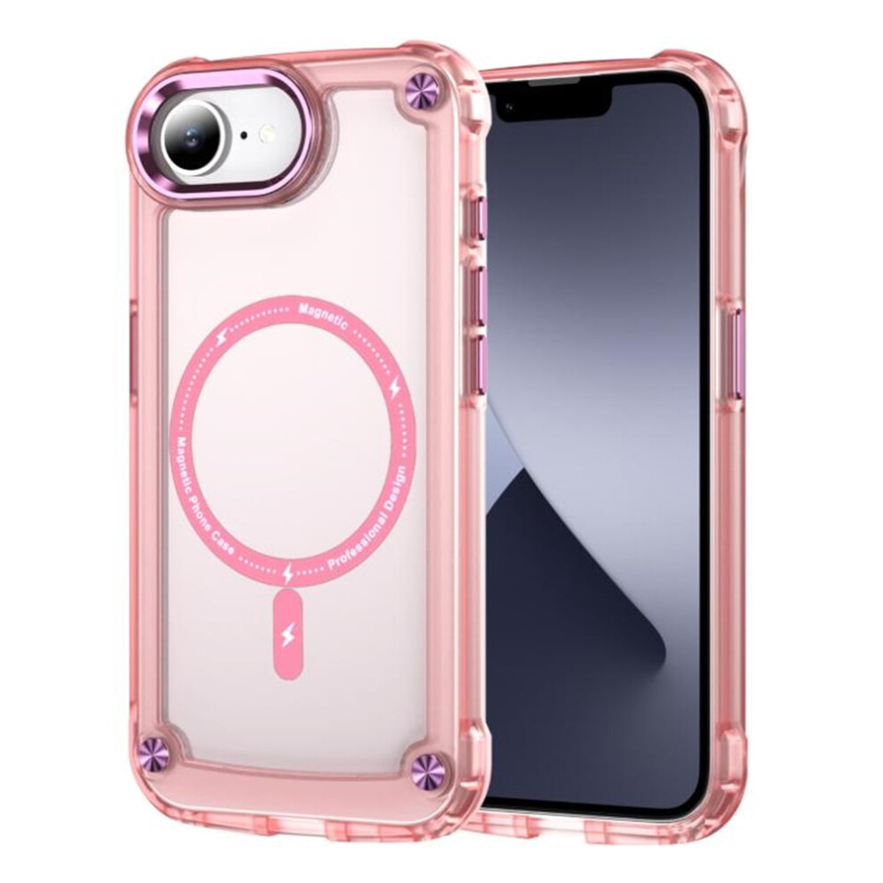 Shockproof Slim Magnetic Case For Iphone 16E 6.1" Â Magsafe Compatible, Translucent Matte Cover Pink 9193271829126
