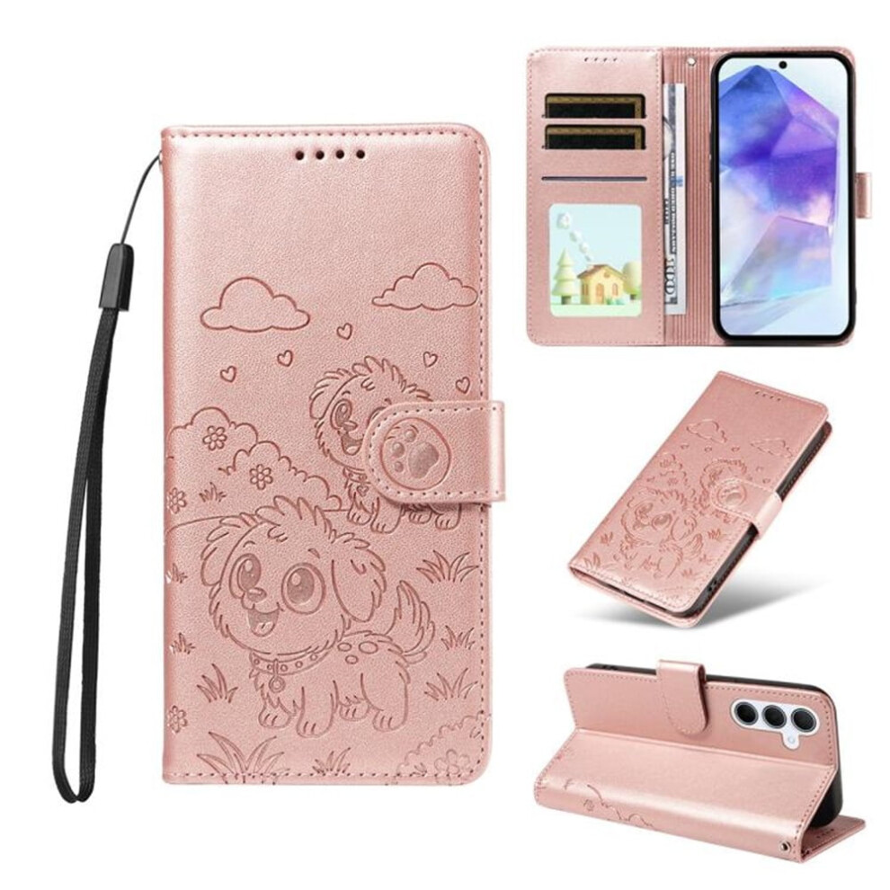 Leather Flip Case For Samsung Galaxy A35 5G Â Rfid Wallet, Magnetic Clasp, Lanyard & Stand Pink 9485826624950