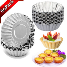 60 moldes pequeños para tartaletas, moldes de aluminio de 7 cm (2,75"), moldes reutilizables para tartaletas, accesorios de cocina.