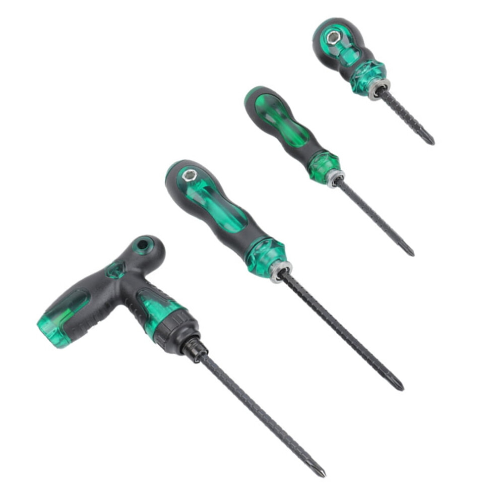 4Pcs Telescopic Ratchet Screwdriver Set Black Steel For Home Mechanical And Electronic Assembly 9193271830542