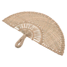 Natural Beige Woven Fan for Stylish and Space-Saving Wall Decor