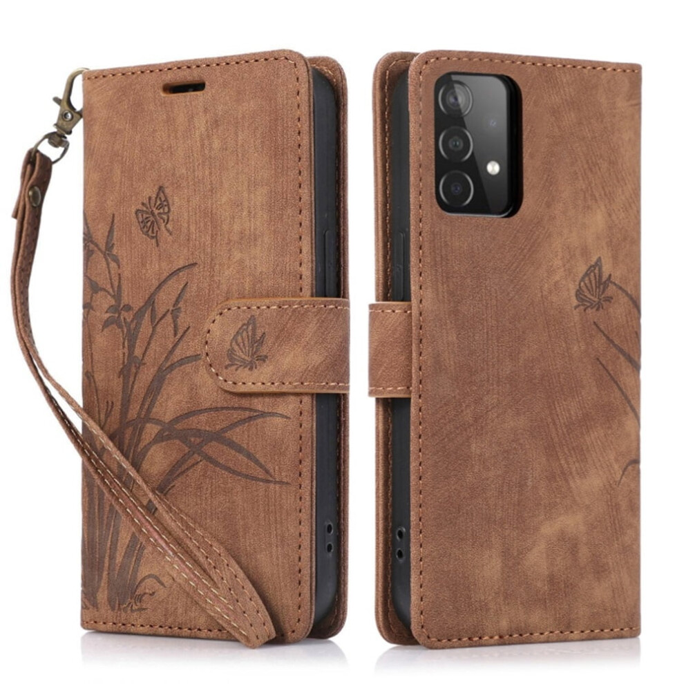 Leather Flip Wallet Case For Samsung Galaxy A52 4G/5G Brown 9418476991899