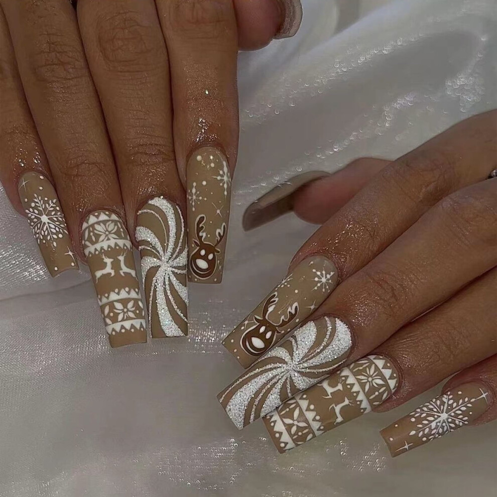 Christmas fake nails square 24 pcs