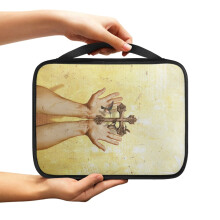 Hummingbird Hand Print Bible Cover for Women & Men – Portable Zippered Bible Case with Handle, Large Church Bag, Bible Study Supplies, Compatible