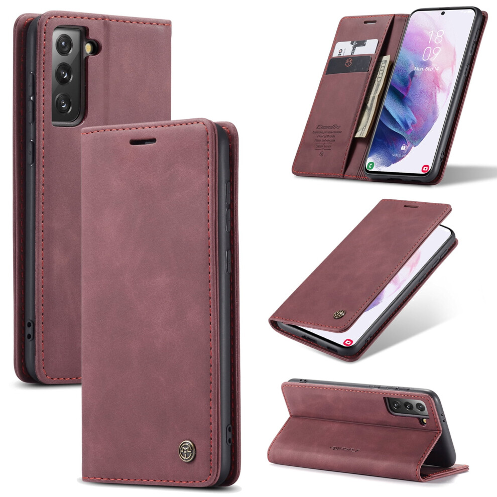 Caseme Leather Flip Wallet Case For Compatible With Samsung Galaxy S21+ 5G—Magnetic Closure, Card Holder, Kickstand, Shockproof 9485826627197