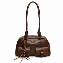 Umhängetasche für Damen, Damen-Schultertasche aus PU-Leder im Vintage-Stil für die Arbeit (Hellbraun)