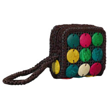 Dámská kabelka na drobné, tkaná kabelka z kokosových skořápek, obdélníková, vintage módní styl, 1 sada