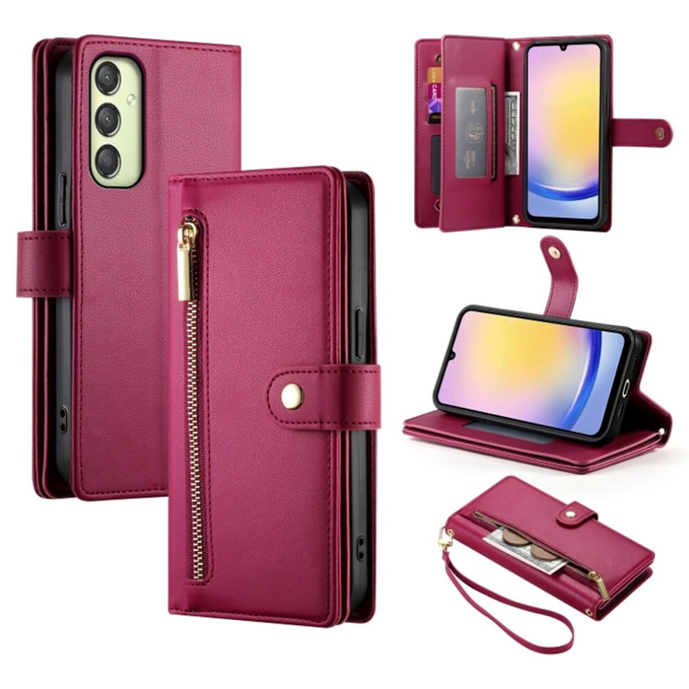 Leather Wallet Case For Samsung Galaxy A25 5G Red 9130661403887