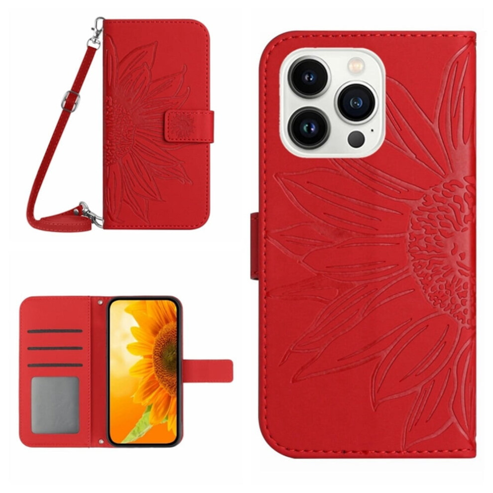 Sunflower Embossed Pu Leather Flip Wallet Case For Iphone 9165521144556