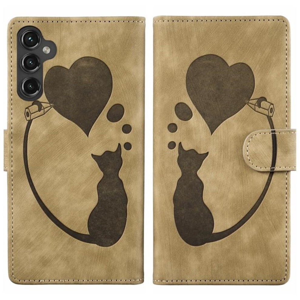 Compatible With Samsung Galaxy S26 5G 6.3" Pu Leather Flip Wallet Case Â Cat Pattern, Magnetic Closure, Card Slots Brown 9152228525634