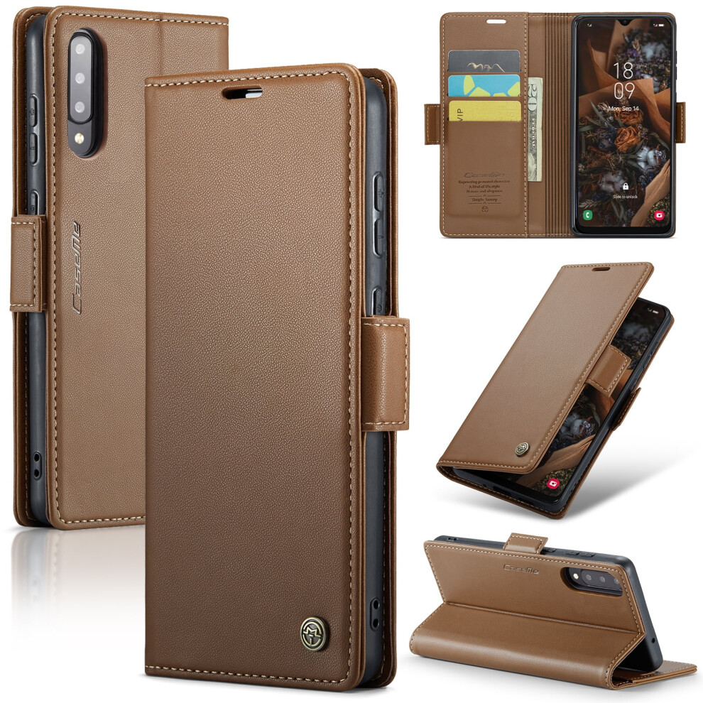 Caseme Leather Wallet Case For Compatible With Samsung Galaxy A30s/A50s/A50 Â Rfid Blocking, Magnetic Clasp, Kickstand, Brown 9418476690259