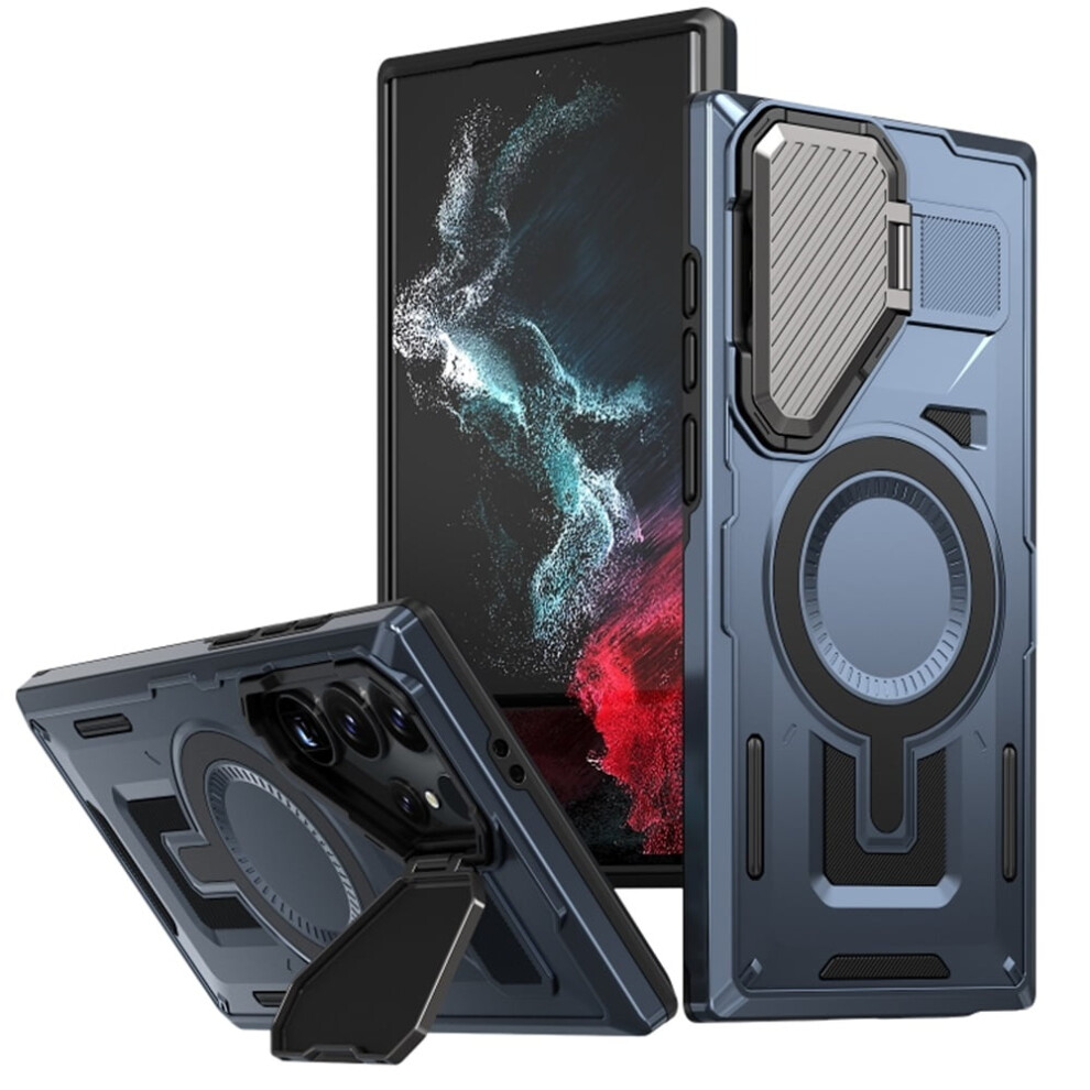 Rugged Magnetic Case For Samsung Galaxy S23 Ultra 5G (6.8") Â Adjustable Metal Lens Cover, Magsafe-Compatible, Military-Grade Protection, Blue 9152228525719