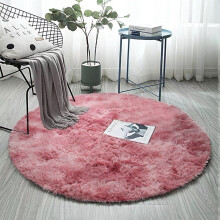 1 PC Plush Carpet Ultra Soft Modern Area Rugs Round Shape Shaggy Rug Home Room Plush Carpet Decor Floor Mat(31.5Inch,Red)