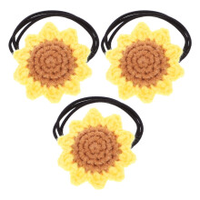 3Pcs Cotton Sunflower Hair Bands for Decoration Scrunchies with Crochet Weaving Detail