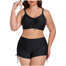 Women's Tankini Swimsuit with Ruched Push-Up Top and Swim