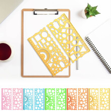 Geometric Ruler Set – Multifunctional Drawing & Measuring Tool, Thick Durable Plastic, Protractor & Pattern Features, Portable 7.59" x 4.52",