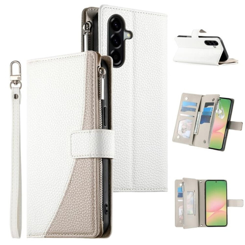 Compatible With Samsung Galaxy A56 5G 6.7" Pu Leather Flip Wallet Case With Multi Card Slots, Magnetic Closure & Hanging Rope, White 9152228526181