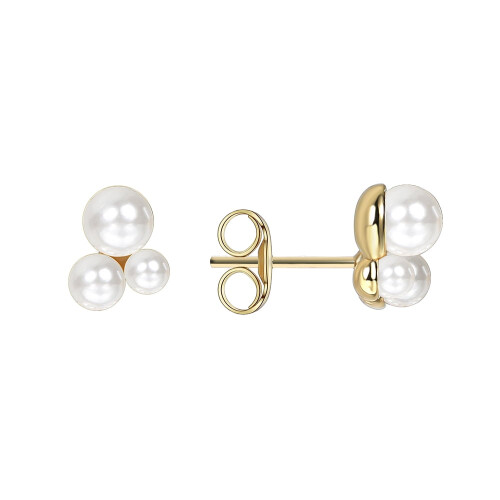 Gold Plated Shell Pearl Stud Earrings